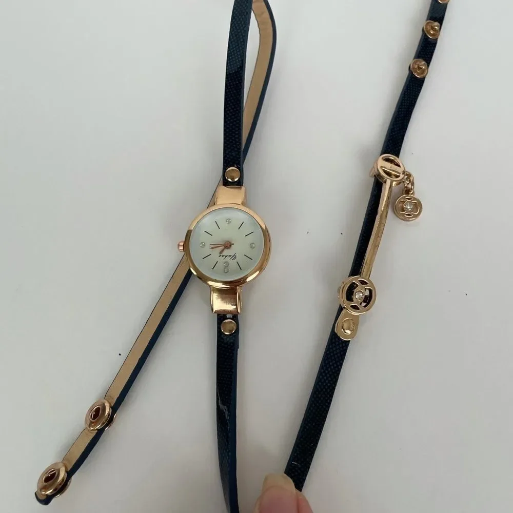 FASHION‎ WRAPAROUND CHARM QUARTZ WATCH IN BLACK